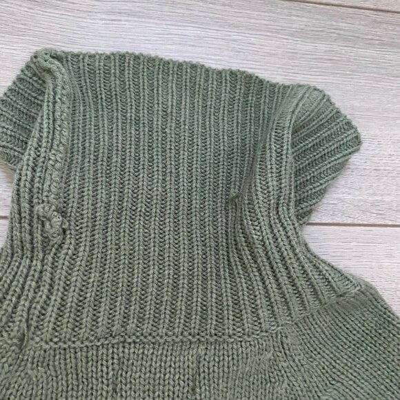 FENN WRIGHT MANSON Green CHUNKY CABLE COWL NECK WOOL BLEND SWEATER-MED. - Picture 3 of 7